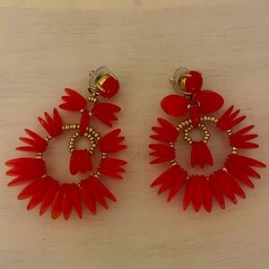 J. Crew lucite red and gold earrings